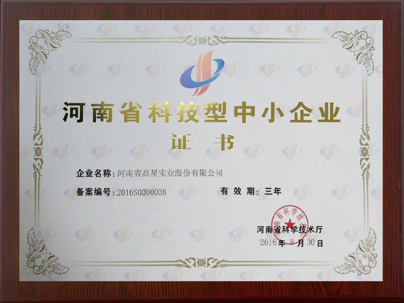 科技型中小企業證書